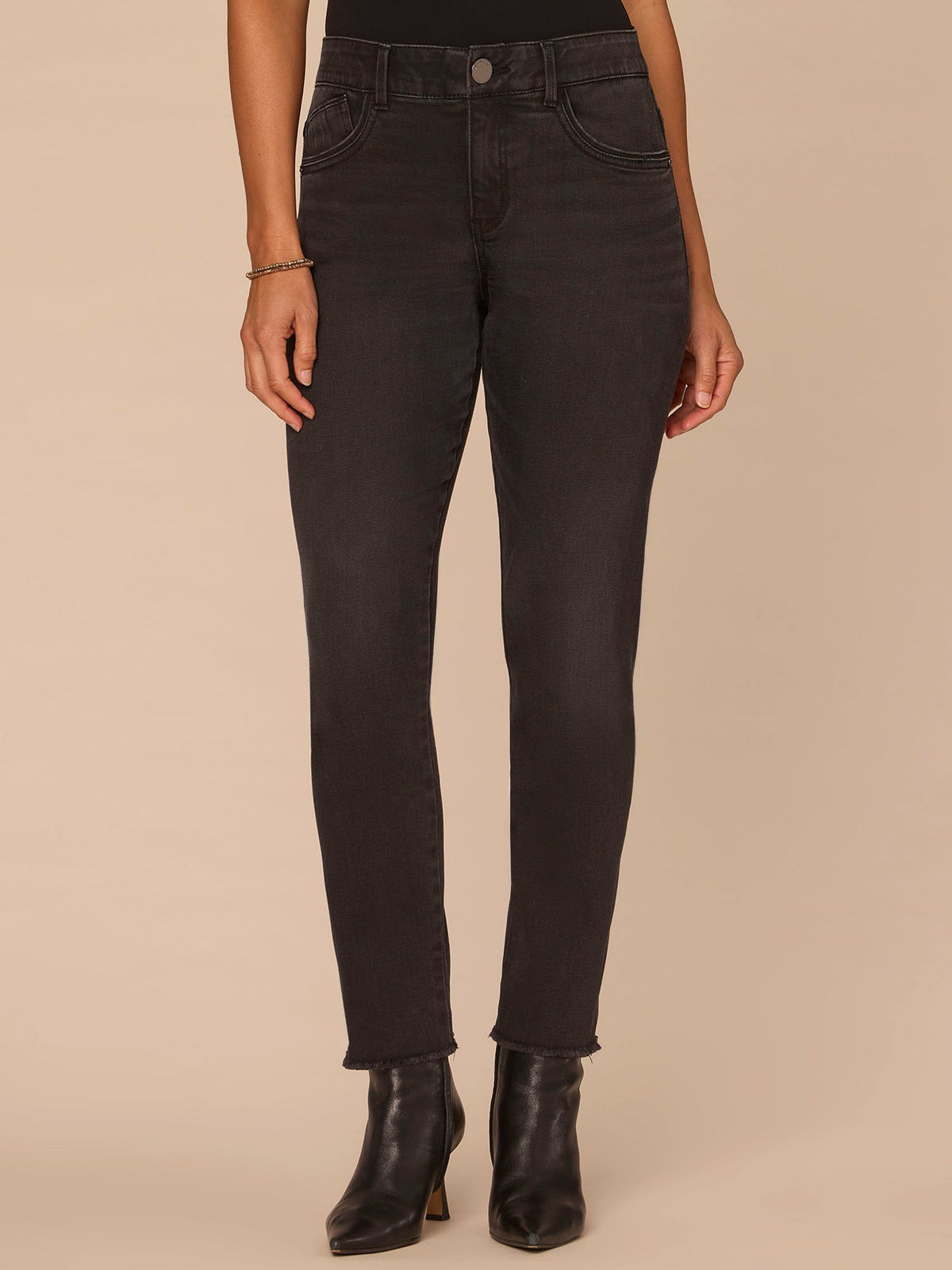 "Ab"solution® High Rise Washed Black Seamless Cigarette Jeans - Washed Black Artisanal Denim