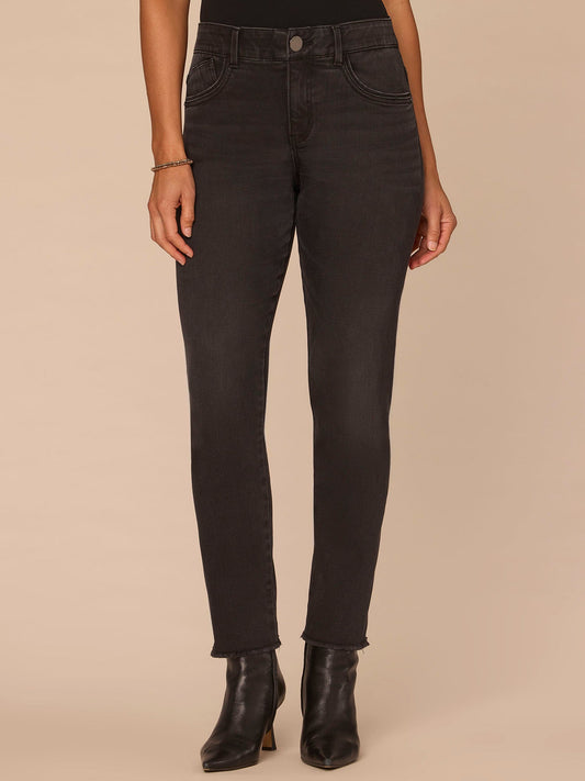 "Ab"solution® High Rise Washed Black Seamless Cigarette Jeans - Washed Black Artisanal Denim