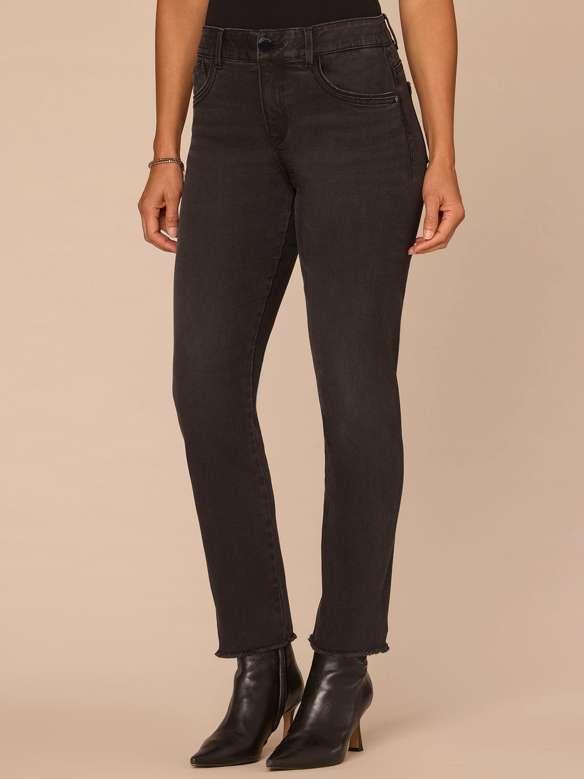 "Ab"solution® High Rise Washed Black Seamless Cigarette Jeans - Washed Black Artisanal Denim