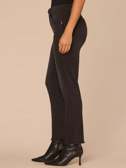"Ab"solution® High Rise Washed Black Seamless Cigarette Jeans - Washed Black Artisanal Denim