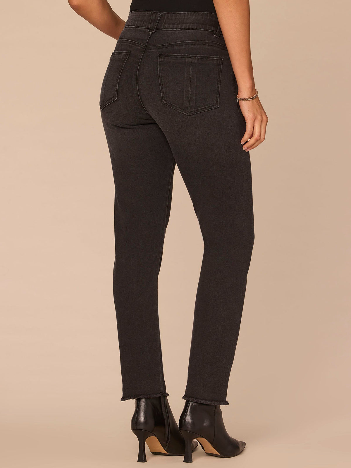 "Ab"solution® High Rise Washed Black Seamless Cigarette Jeans - Washed Black Artisanal Denim