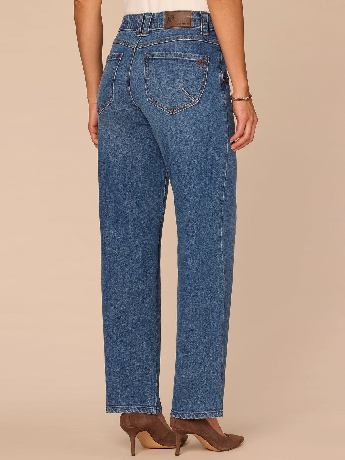 "Ab"solution® High Rise Mid Blue Stovepipe Jeans - Mid Blue Denim