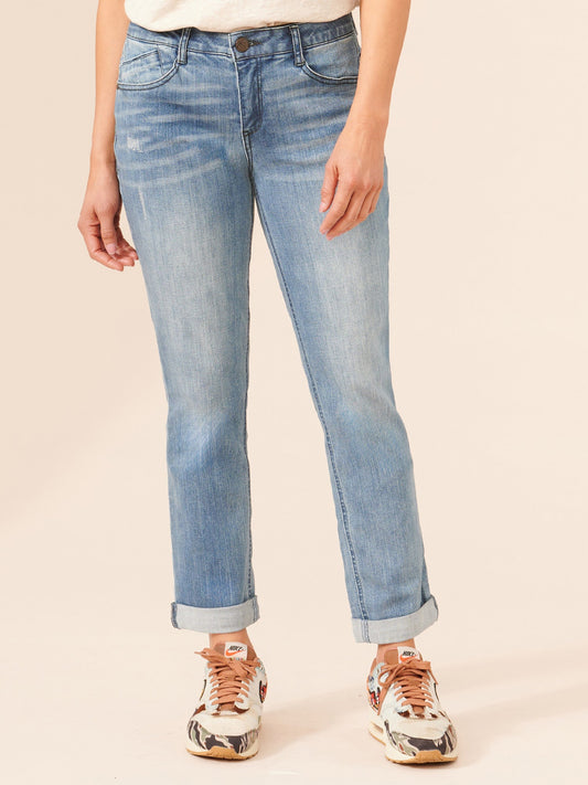 "Ab"solution® Petite Blue Denim Girlfriend Jeans - Blue Denim