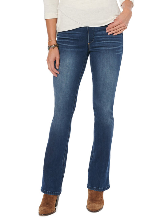 "Ab"solution® High Rise Blue Itty Bitty Bootcut Glider - Blue Denim