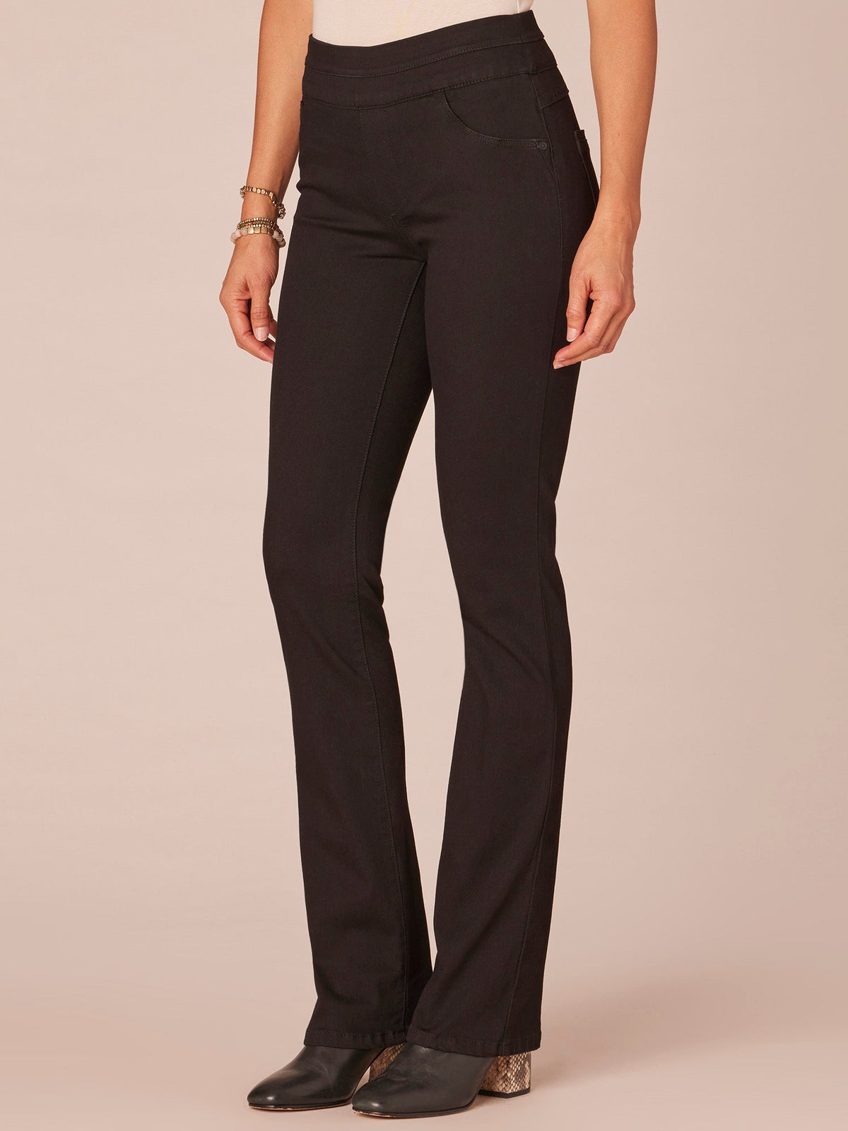 "Ab"solution High Rise Itty Bitty Boot Glider Jeans - Black Denim