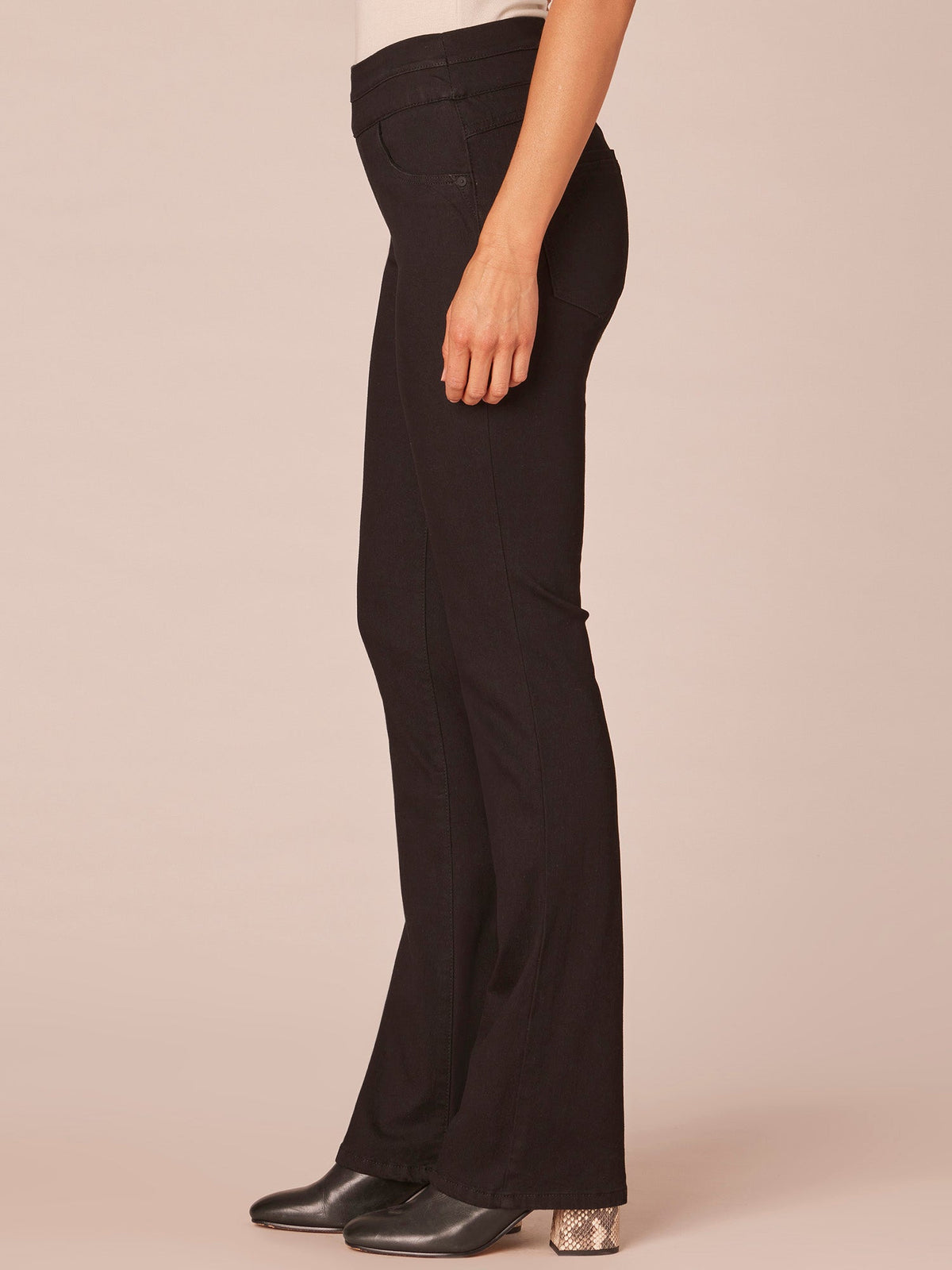 "Ab"solution High Rise Itty Bitty Boot Glider Jeans - Black Denim