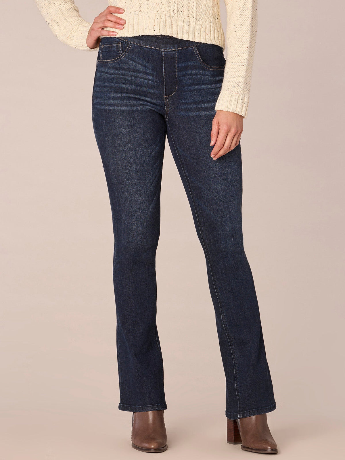 "Ab"solution Indigo High Rise Itty Bitty Boot Glider Jeans - Indigo Denim