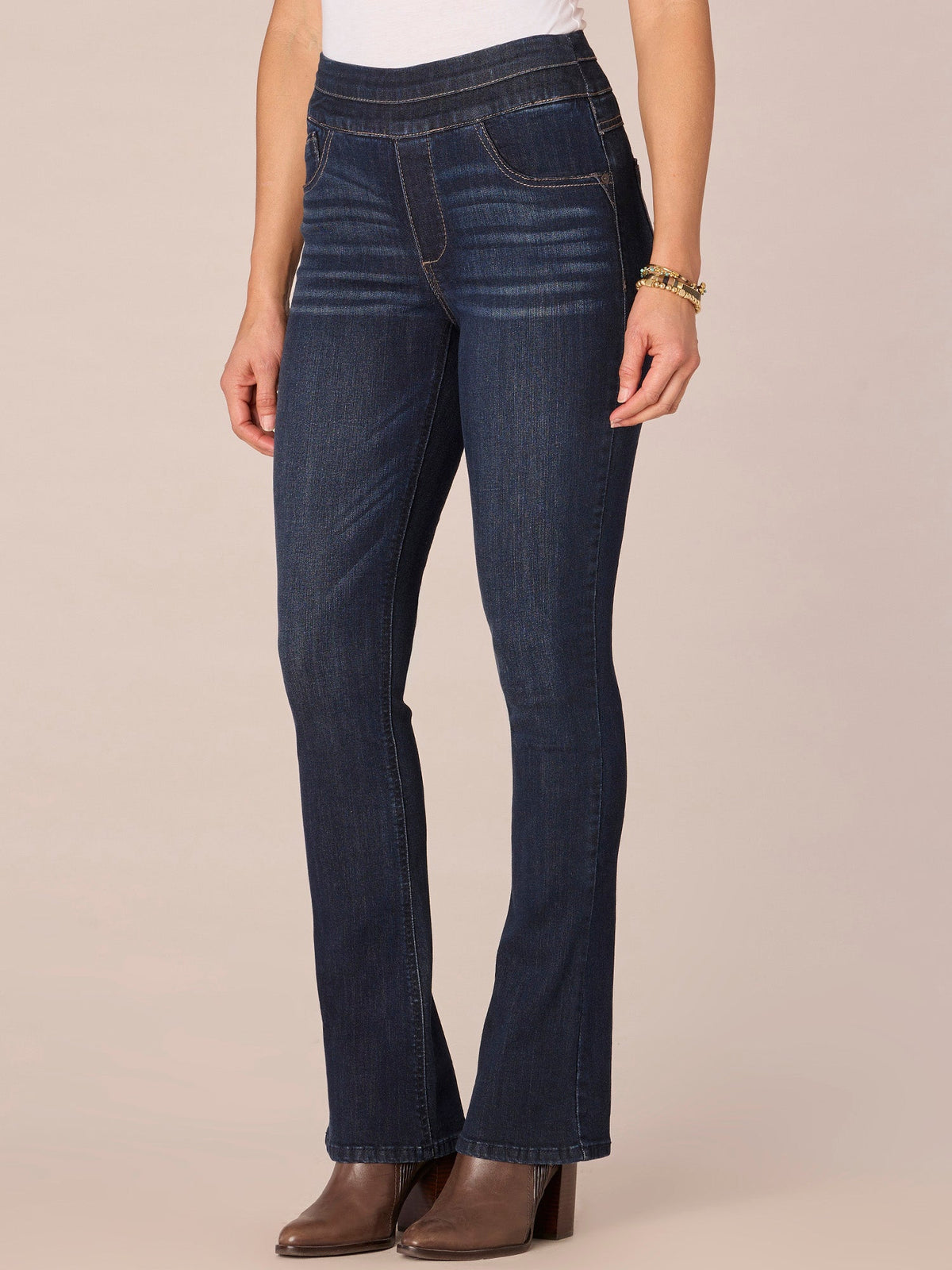 "Ab"solution Indigo High Rise Itty Bitty Boot Glider Jeans - Indigo Denim