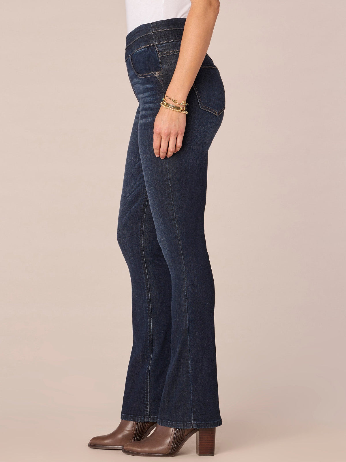 "Ab"solution Indigo High Rise Itty Bitty Boot Glider Jeans - Indigo Denim