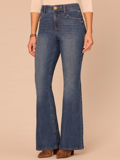 "Ab"solution® High Rise Out There Flare Jeans in Blue - Blue Denim
