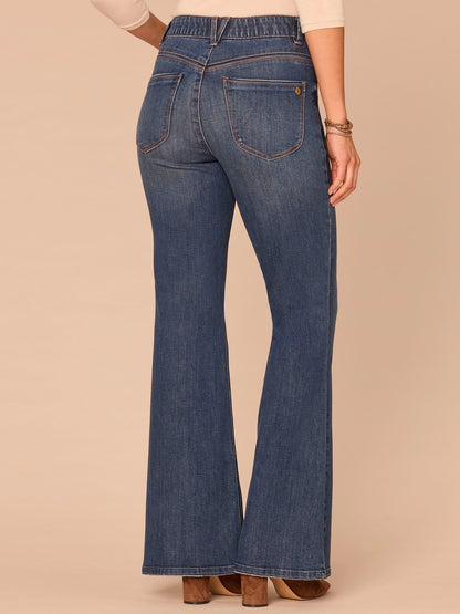 "Ab"solution® High Rise Out There Flare Jeans in Blue - Blue Denim