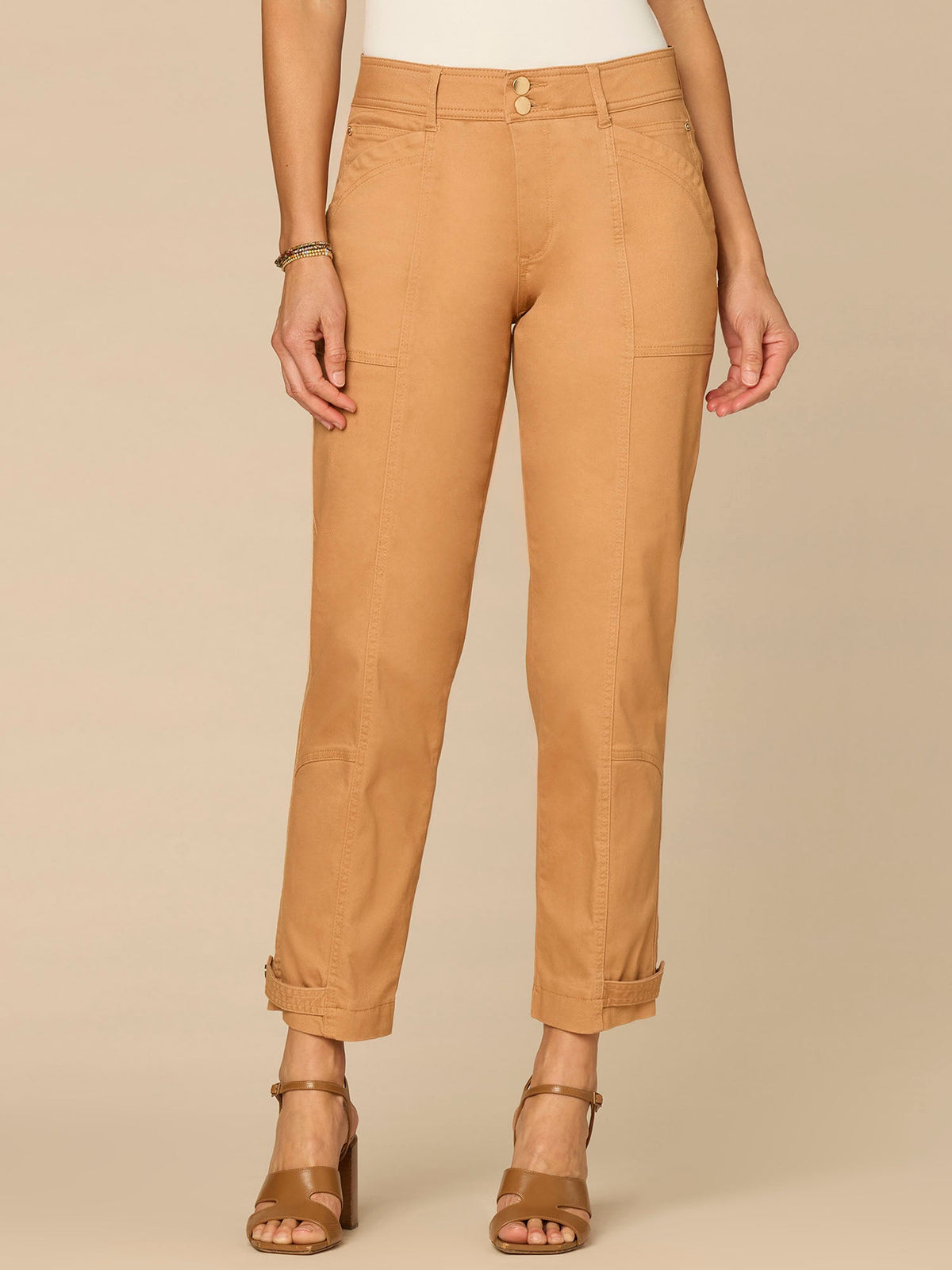 "Ab"solution® High Rise Tapered Utility Pant with Snap Hem - Thyme|Oxblood|Ultra Navy|Lily Pad|Cherry Chocolate|Ballet Pink|Biscotti|Optic White|Stone|Vintage Walnut