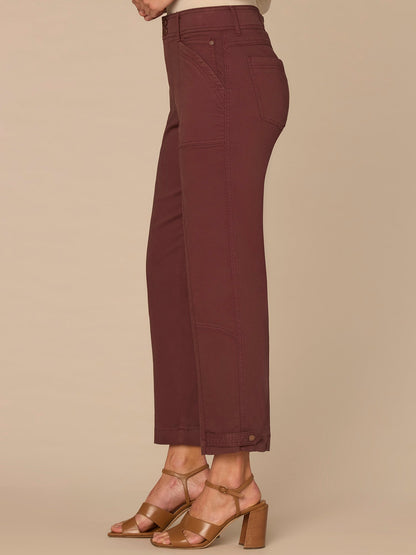 "Ab"solution High Rise Snap Hem Petite Utility Pant - Lily Pad|Cherry Chocolate|Thyme|Stone|Ballet Pink|Biscotti|Oxblood|Ultra Navy|Vintage Walnut|Raw Sienna