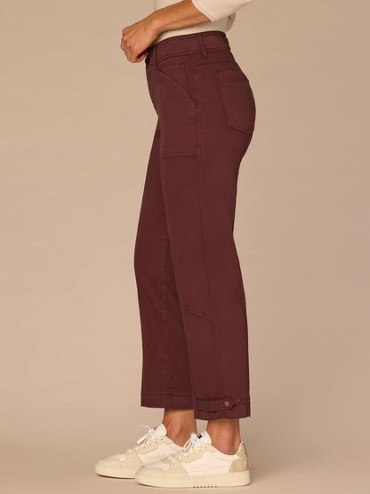 "Ab"solution® High Rise Tapered Utility Pant with Snap Hem - Thyme|Oxblood|Ultra Navy|Lily Pad|Cherry Chocolate|Ballet Pink|Biscotti|Optic White|Stone|Vintage Walnut