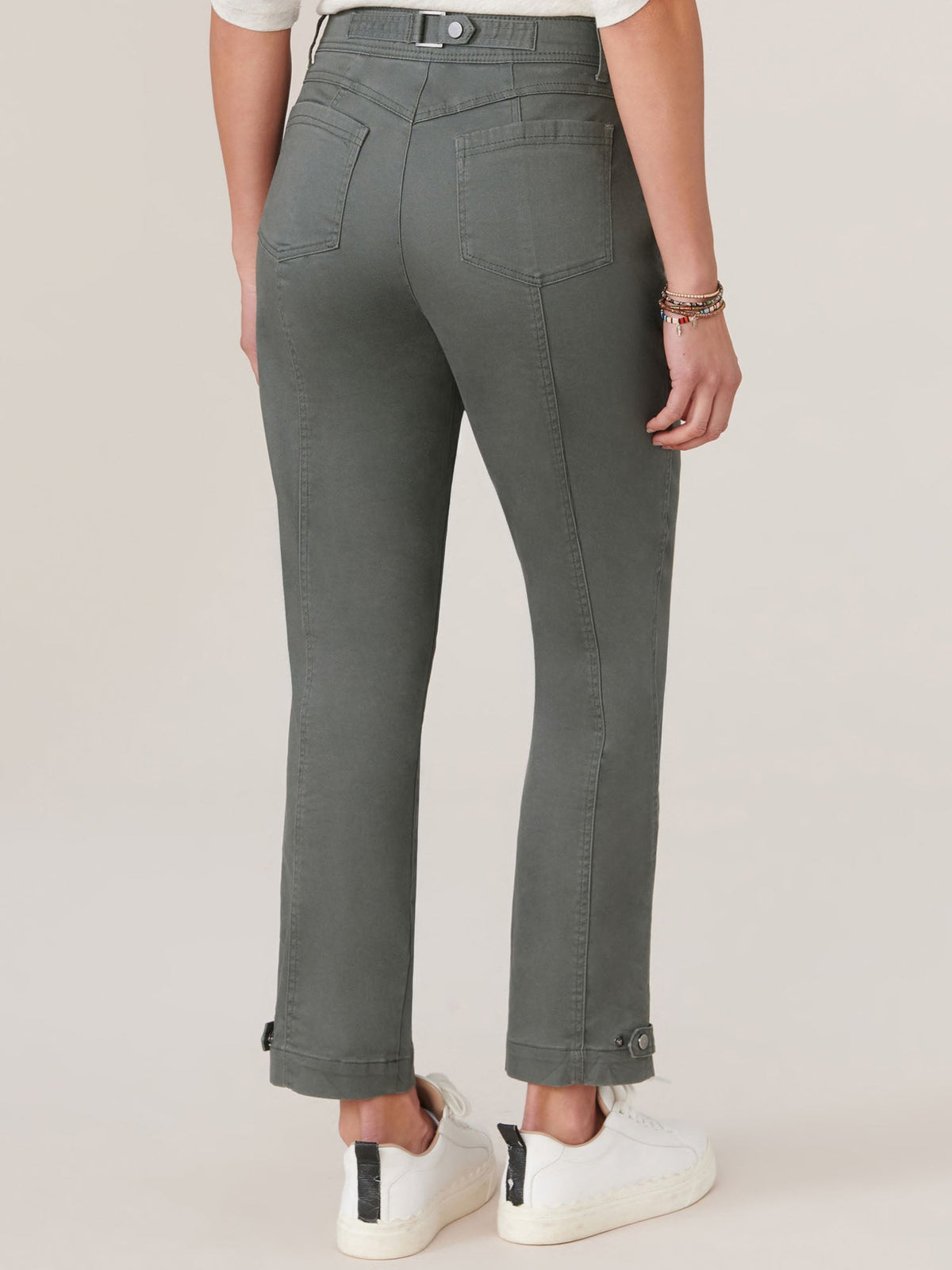 "Ab"solution High Rise Snap Hem Petite Utility Pant - Lily Pad|Cherry Chocolate|Thyme|Stone|Ballet Pink|Biscotti|Oxblood|Ultra Navy|Vintage Walnut|Raw Sienna