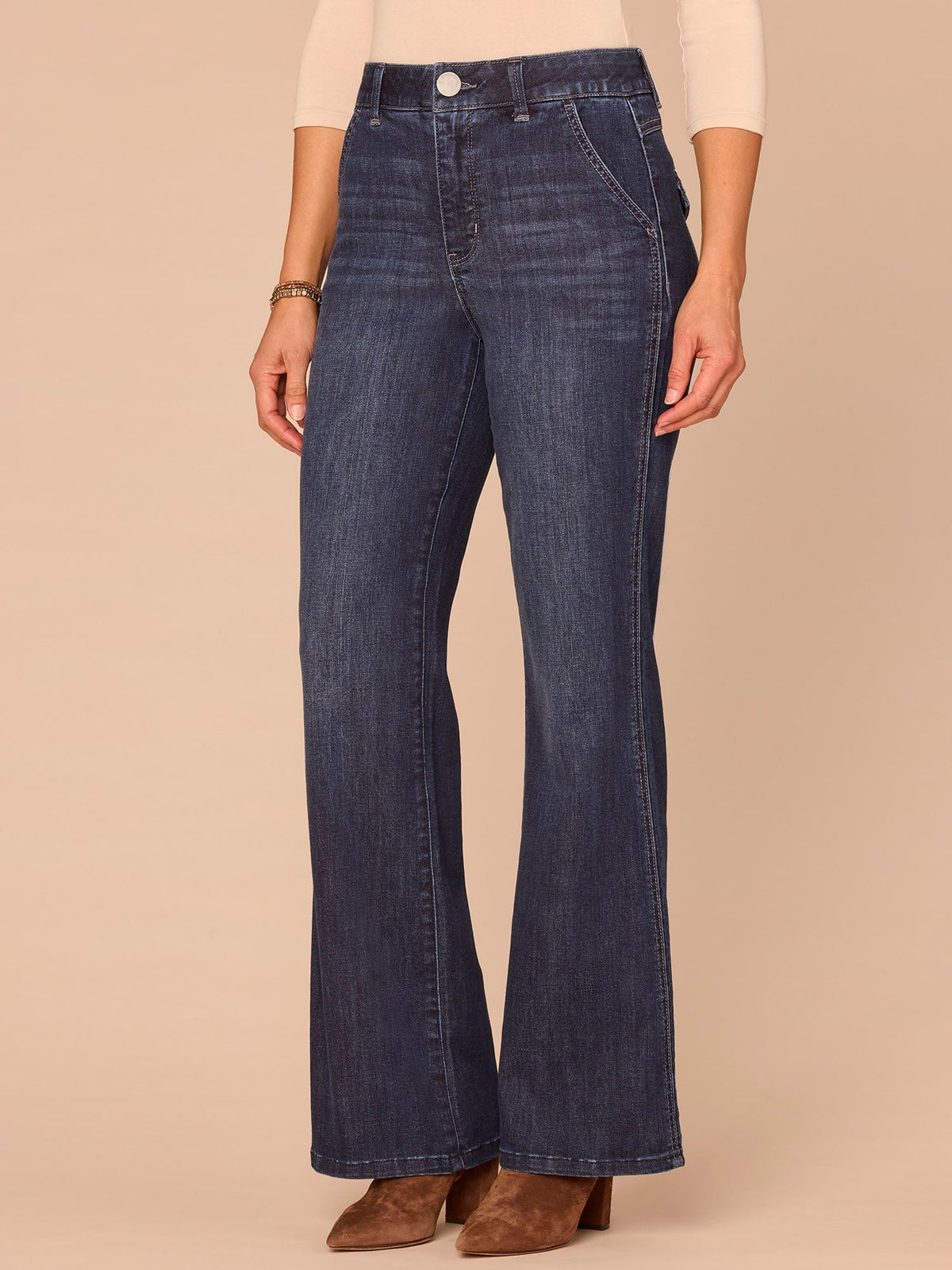 "Ab"solution® Skyrise Double Side Seam Trouser Detail Bootcut Jeans - Indigo Denim