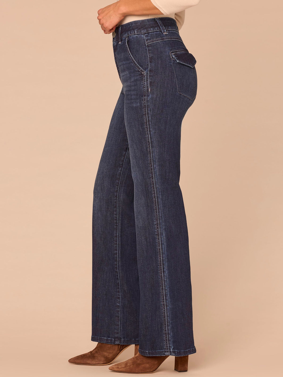 "Ab"solution® Skyrise Double Side Seam Trouser Detail Bootcut Jeans - Indigo Denim