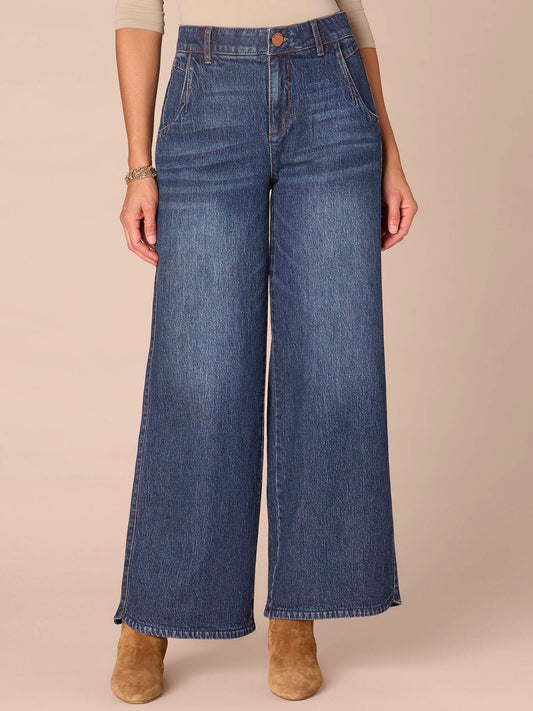“Ab”solution® Skyrise Tulip Hem Blue Wide Leg Jeans - Blue Denim