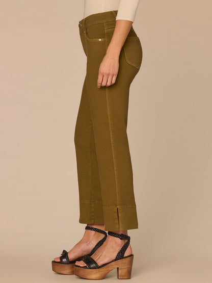 "Ab"solution® High Rise Colored Center Seam Petite Kick Flare Pants - Golden Olive