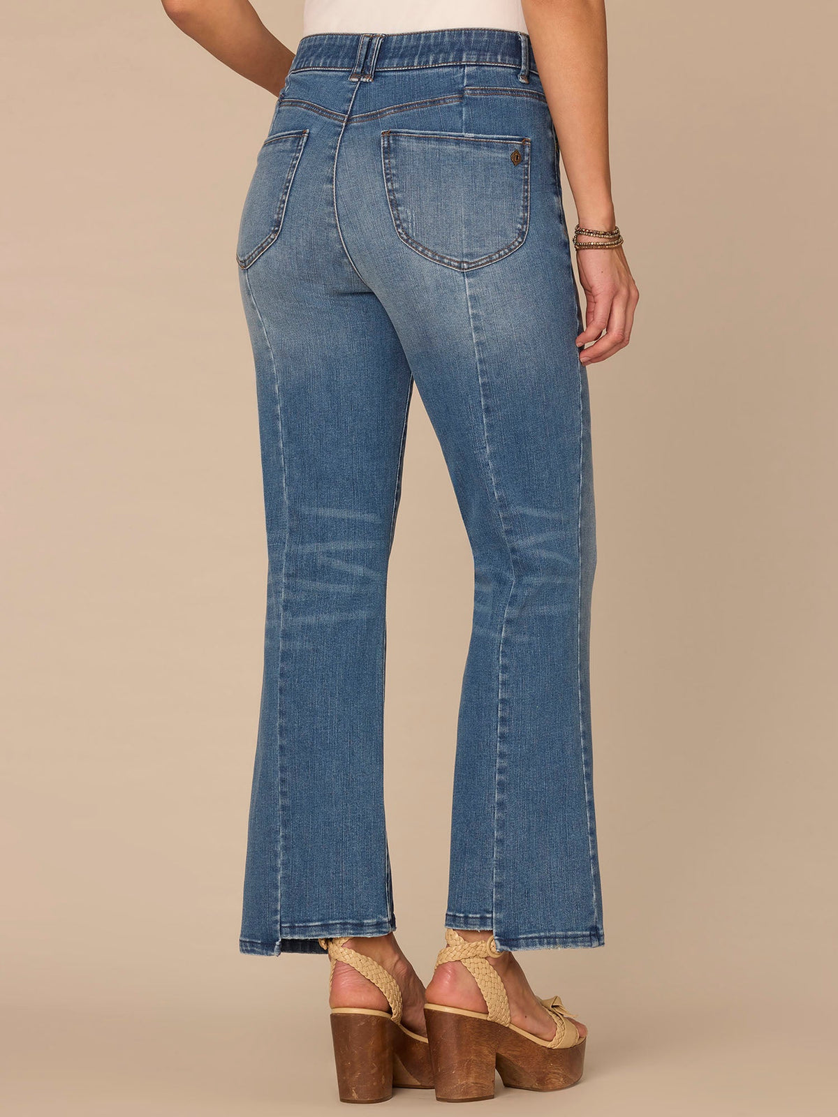 "Ab"solution® Skyrise Petite Barely Boot Jeans with Clean Finish Hem - Mid Blue Artisanal Denim