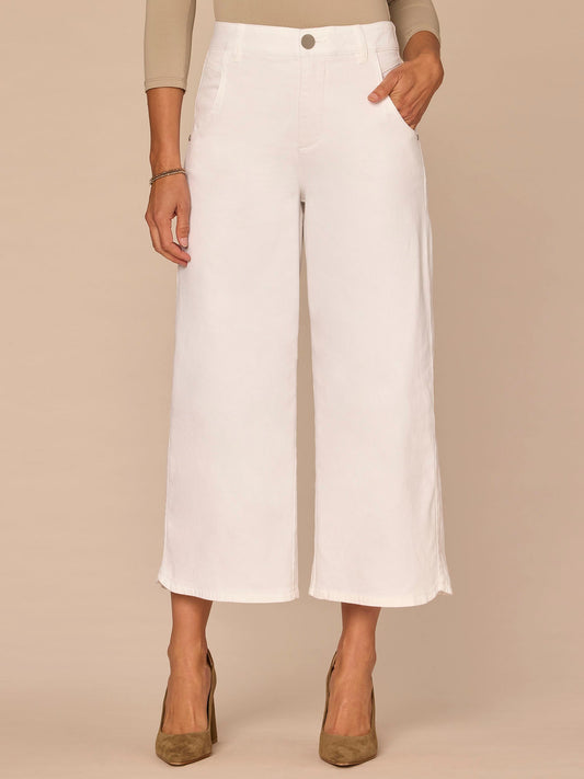 "Ab"solution® Skyrise Cropped Tulip Hem Optic White Wide Leg Jeans - Optic White