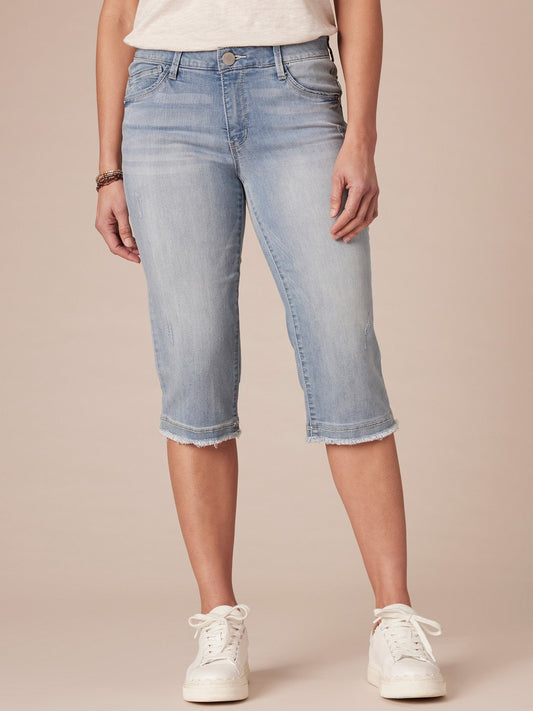 "Ab"solution® Light Blue Denim Skimmer Capri - Light Blue Denim