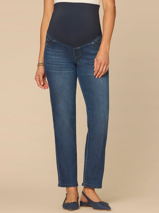 CradleComfort Baby Bump Maternity Straight Leg Jeans - Blue Denim