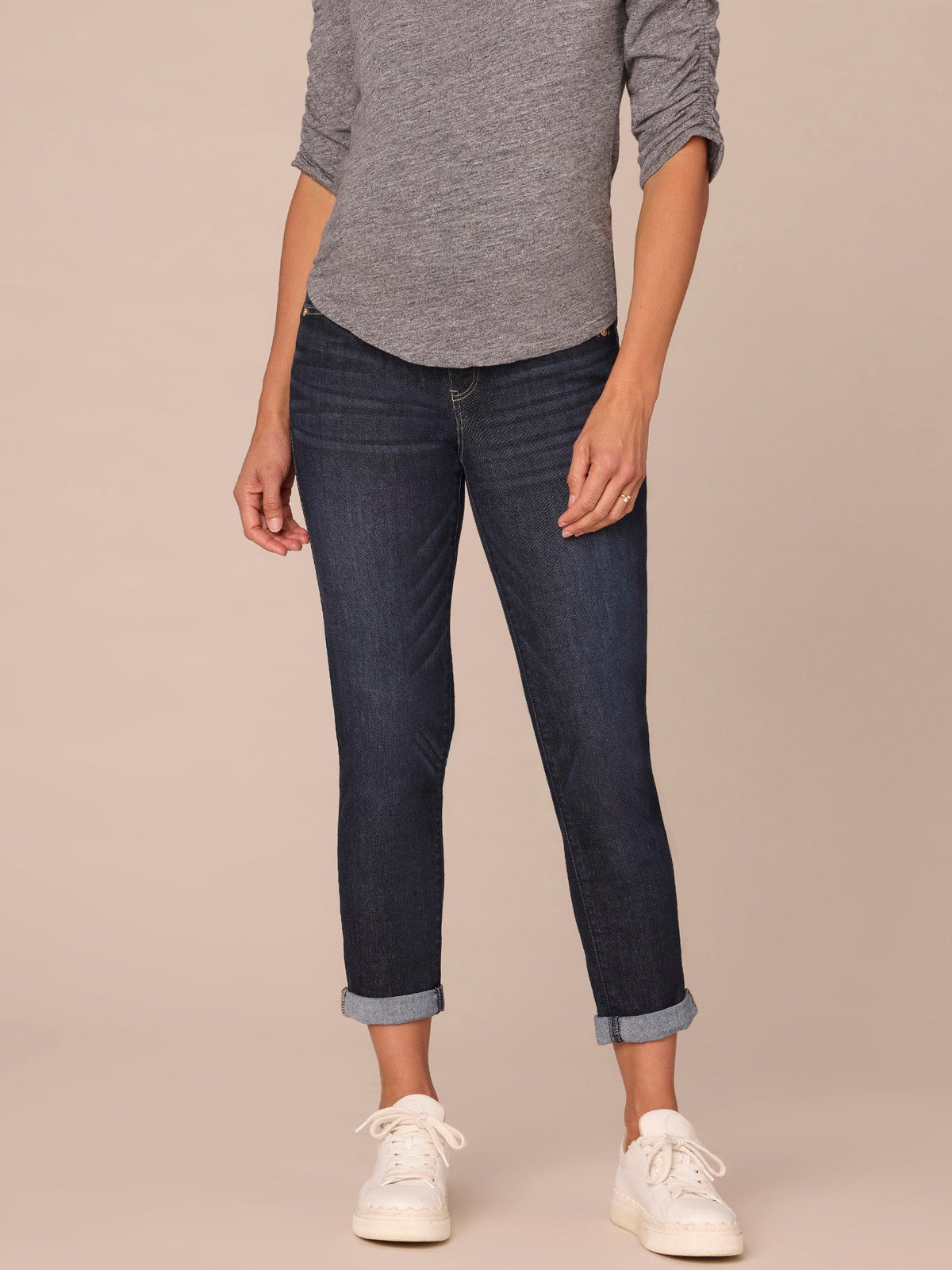 "Ab"solution Indigo Maternity Ankle Skimmer Baby Bump Jeans - Indigo Denim