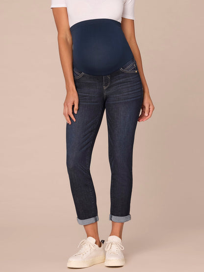 "Ab"solution Indigo Maternity Ankle Skimmer Baby Bump Jeans - Indigo Denim
