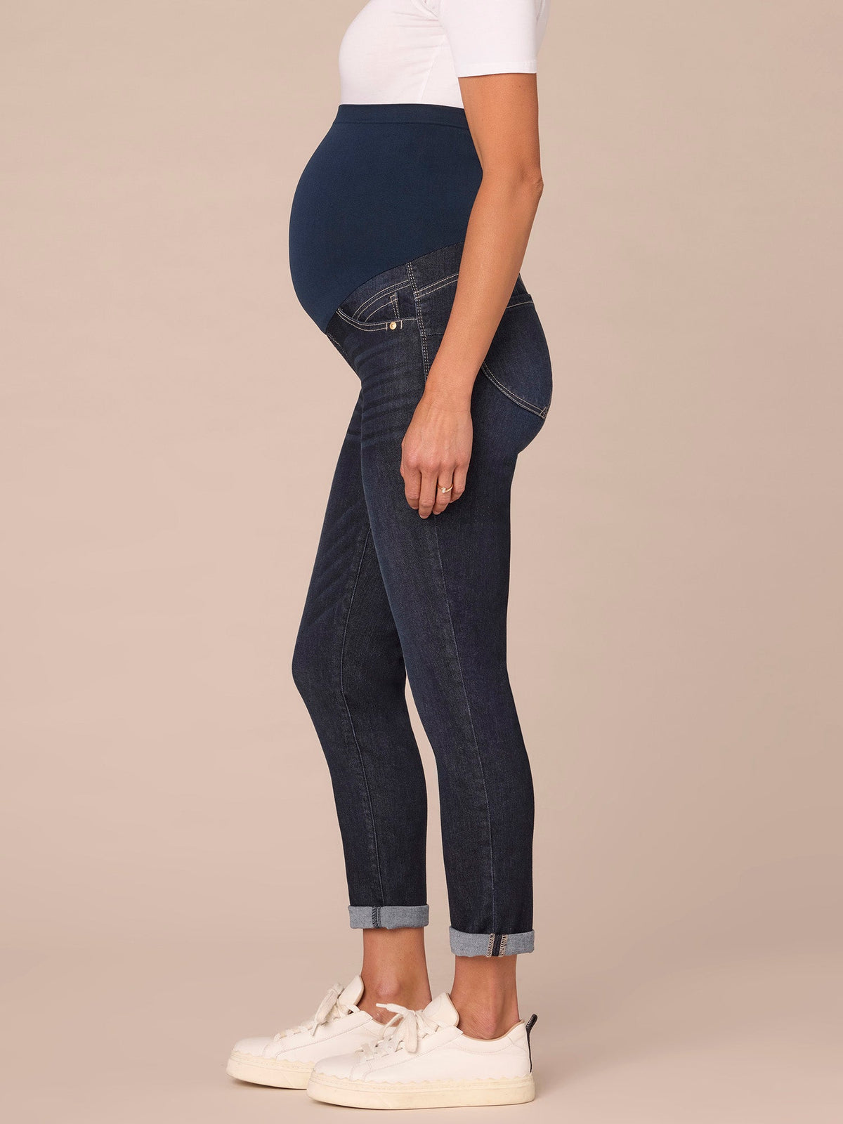 "Ab"solution Indigo Maternity Ankle Skimmer Baby Bump Jeans - Indigo Denim