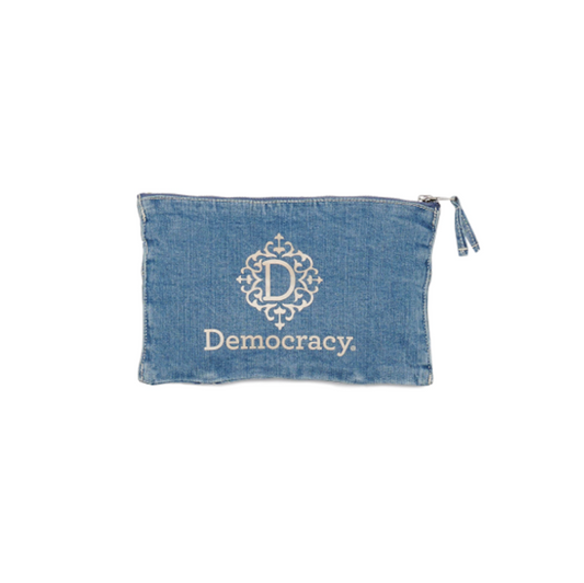 Democracy Logo Denim Cosmetic Bag - Indigo
