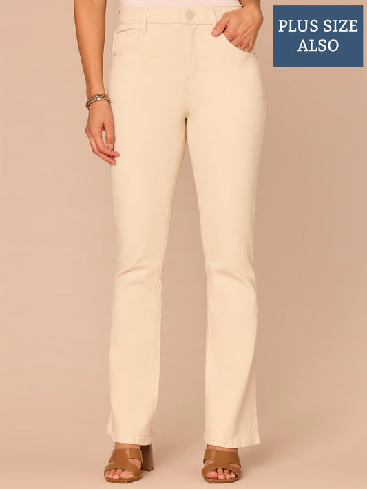 "Ab"solution® High Rise Double Yoke Itty Bitty Boot Plus Size Pants - Blanched Almond