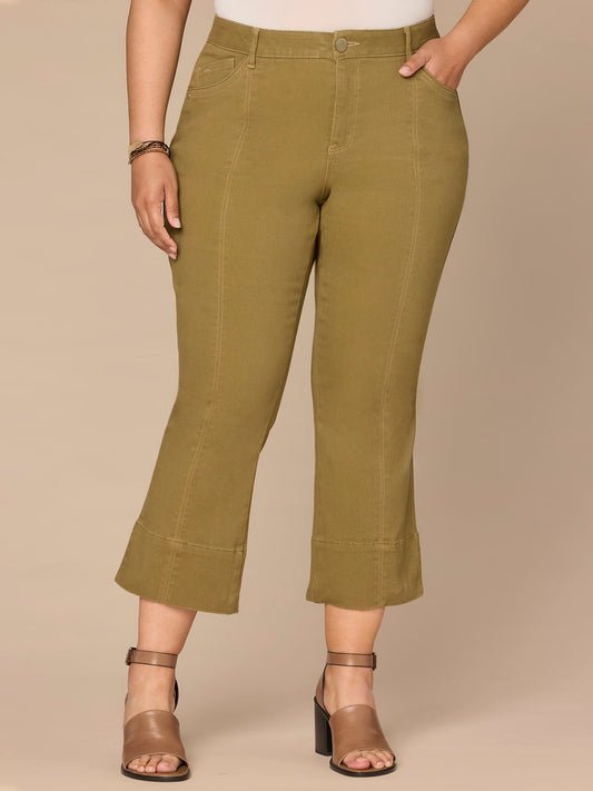 "Ab"solution® High Rise Colored Center Seam Plus Size Kick Flare Pants - Golden Olive
