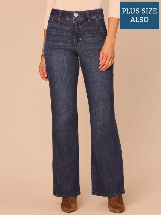 "Ab"solution® Skyrise Double Side Seam Plus Size Trouser Bootcut Jeans - Indigo Denim