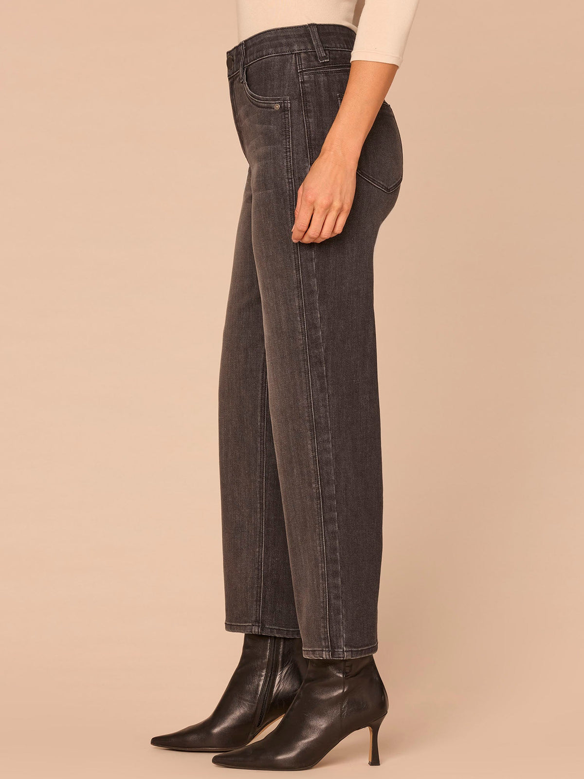 "Ab"solution® High Rise Double Seam Plus Size Ankle Straight Leg Jeans - Black Washed Black Denim