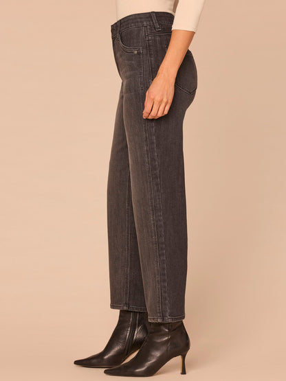"Ab"solution® High Rise Double Seam Plus Size Ankle Straight Leg Jeans - Black Washed Black Denim