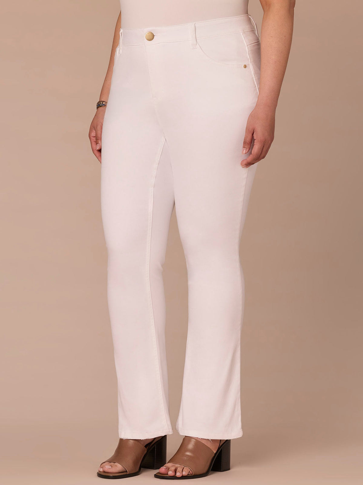 “Ab”solution® High Rise Embroidered Bow Plus Size Itty Bitty Boot Jean - Optic White Denim