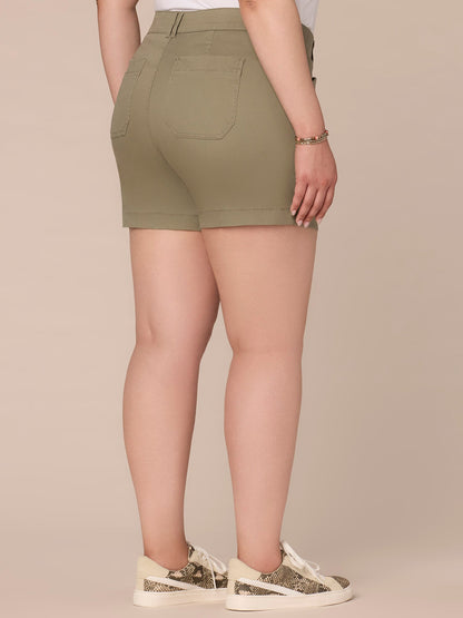 "Ab"solution® High Rise Plus Colored 5 1/2" Cargo Shorts - Shadow|Laurel Oak Green|White