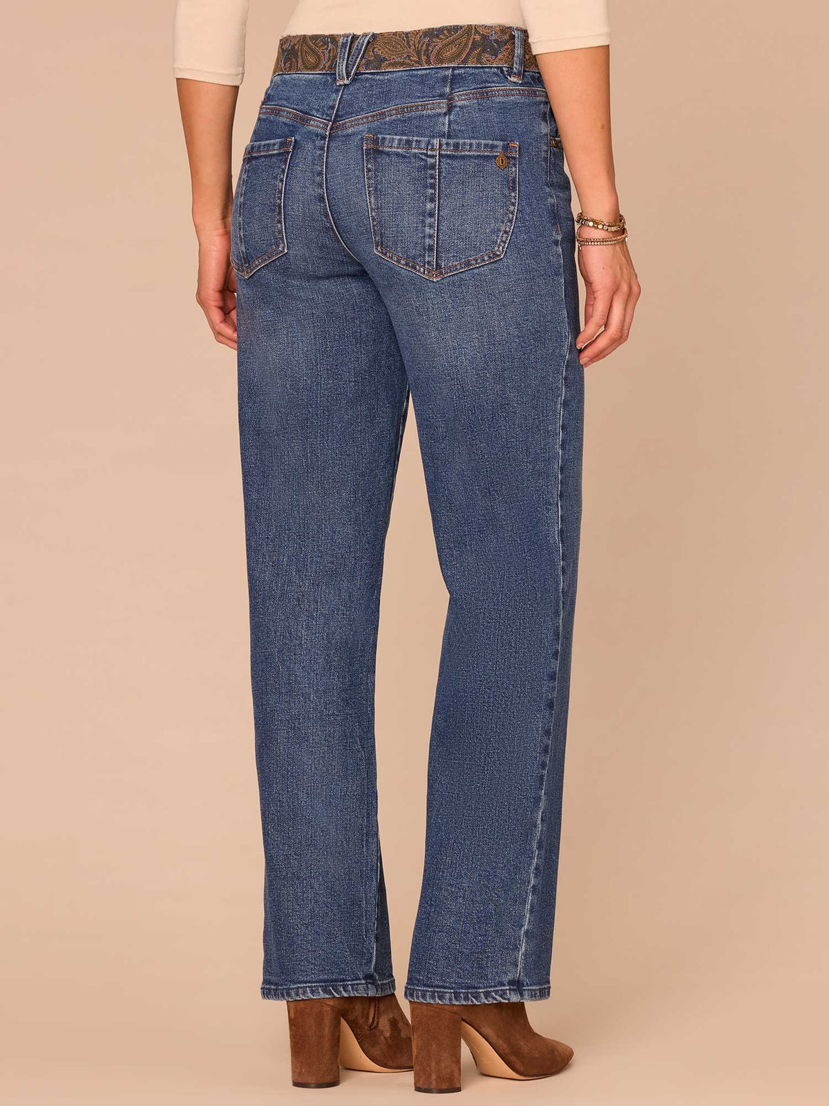 "Ab"solution® Mid-Rise Embroidered Waist Straight Leg Plus Size Jeans - Blue Denim