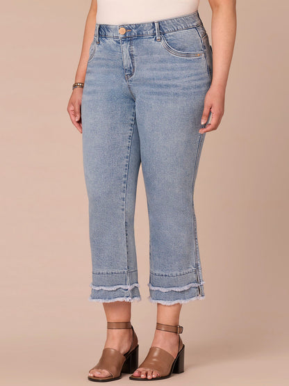 "Ab"solution® Mid-Rise Double Scallop Hem Plus Size Kick Flare Jean - Light Blue Artisanal Denim