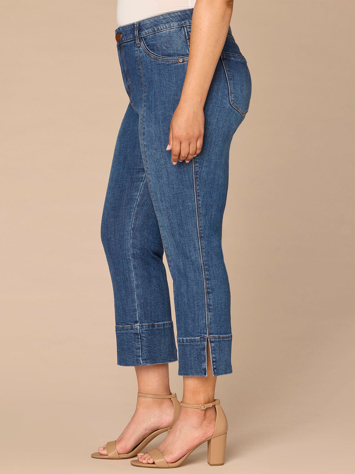 "Ab"solution® High Rise Center Seam Plus Size Kick Flare Jeans - Blue Denim