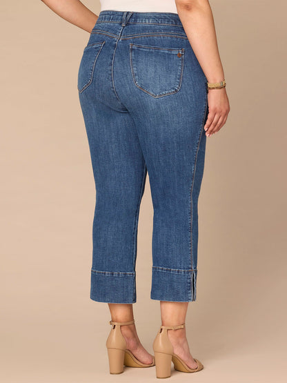 "Ab"solution® High Rise Center Seam Plus Size Kick Flare Jeans - Blue Denim