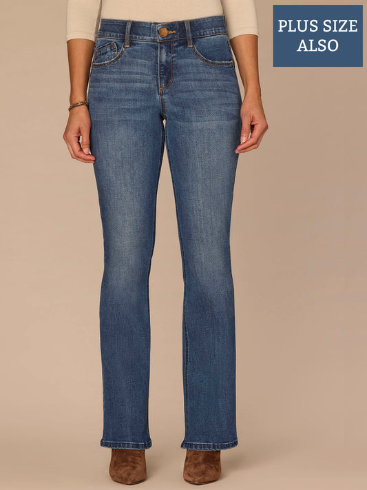 "Ab"solution® High Rise Blue Artisanal Itty Bitty Boot Plus Size Jeans - Blue Artisanal Denim