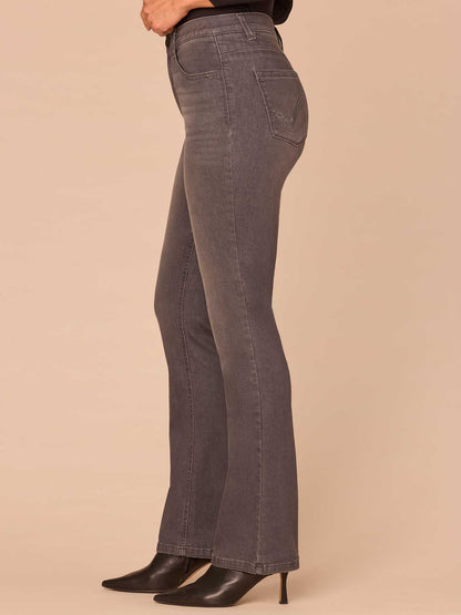 "Ab"solution® Cascading D Rhinestone Itty Bitty Boot Plus Size Jeans - Grey Denim