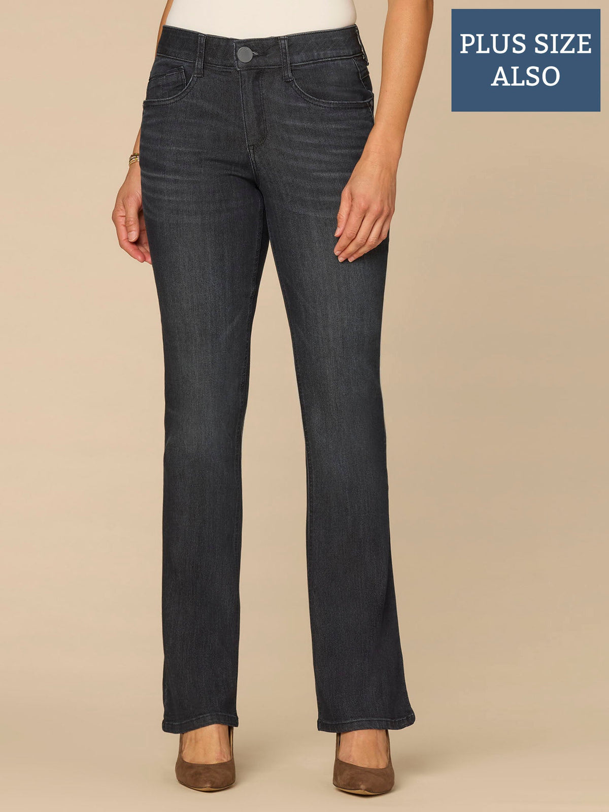 “Ab”solution® Mid-Rise Artisanal Itty Bitty Boot Plus Size Jeans - Dark Indigo Artisanal Denim