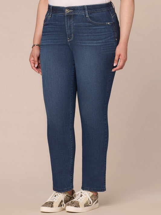 "Ab"solution® High Rise Straight Leg Plus Size Indigo Jeans - Indigo Denim