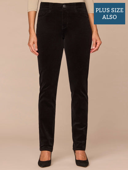 "Ab"solution® Mid-Rise Corduroy Plus Size Straight Leg Pants - Black|Fig Jam|Blue Pine|Dark Roast|Candied Walnut|Espresso|Royal Rum|Raw Umber|Deep Pine|Blanched Almond