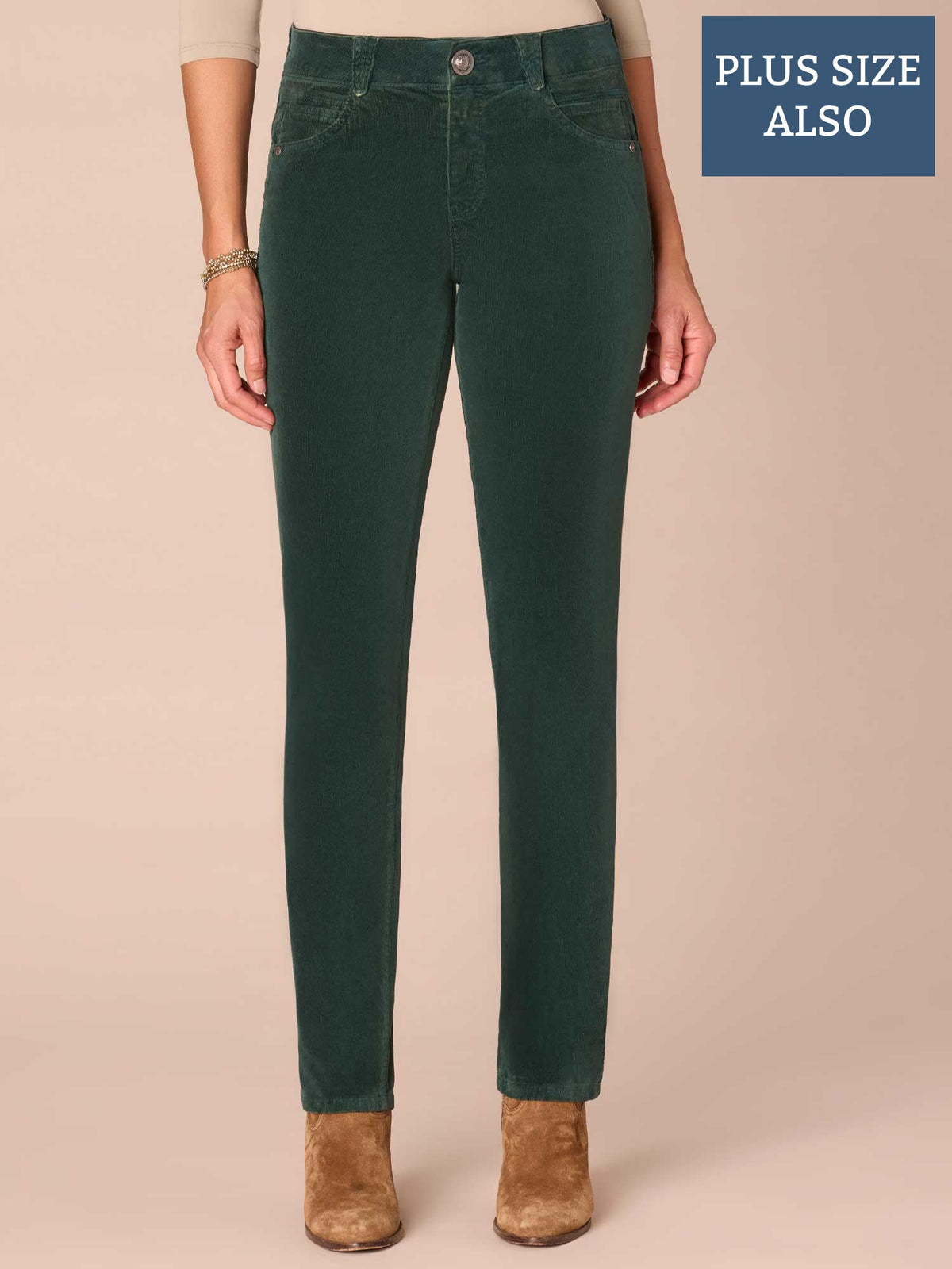 "Ab"solution® Mid-Rise Corduroy Plus Size Straight Leg Pants - Black|Fig Jam|Blue Pine|Dark Roast|Candied Walnut|Espresso|Royal Rum|Raw Umber|Deep Pine|Blanched Almond