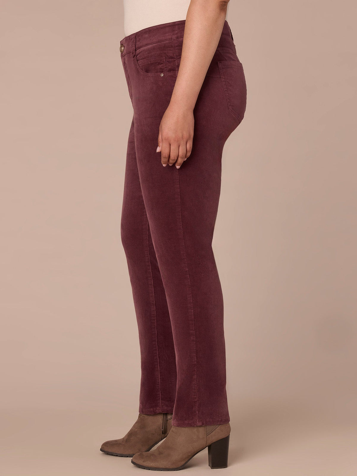 "Ab"solution® Mid-Rise Corduroy Plus Size Straight Leg Pants - Black|Fig Jam|Blue Pine|Dark Roast|Candied Walnut|Espresso|Royal Rum|Raw Umber|Deep Pine|Blanched Almond