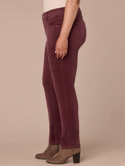 "Ab"solution® Mid-Rise Corduroy Plus Size Straight Leg Pants - Black|Fig Jam|Blue Pine|Dark Roast|Candied Walnut|Espresso|Royal Rum|Raw Umber|Deep Pine|Blanched Almond